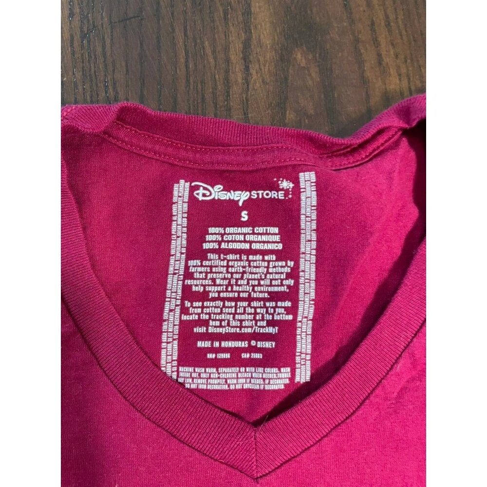 Disney Store Red Gold Minnie Mouse V-neck Womens Fitted Graphic T-shirt S - Picture 5 of 5